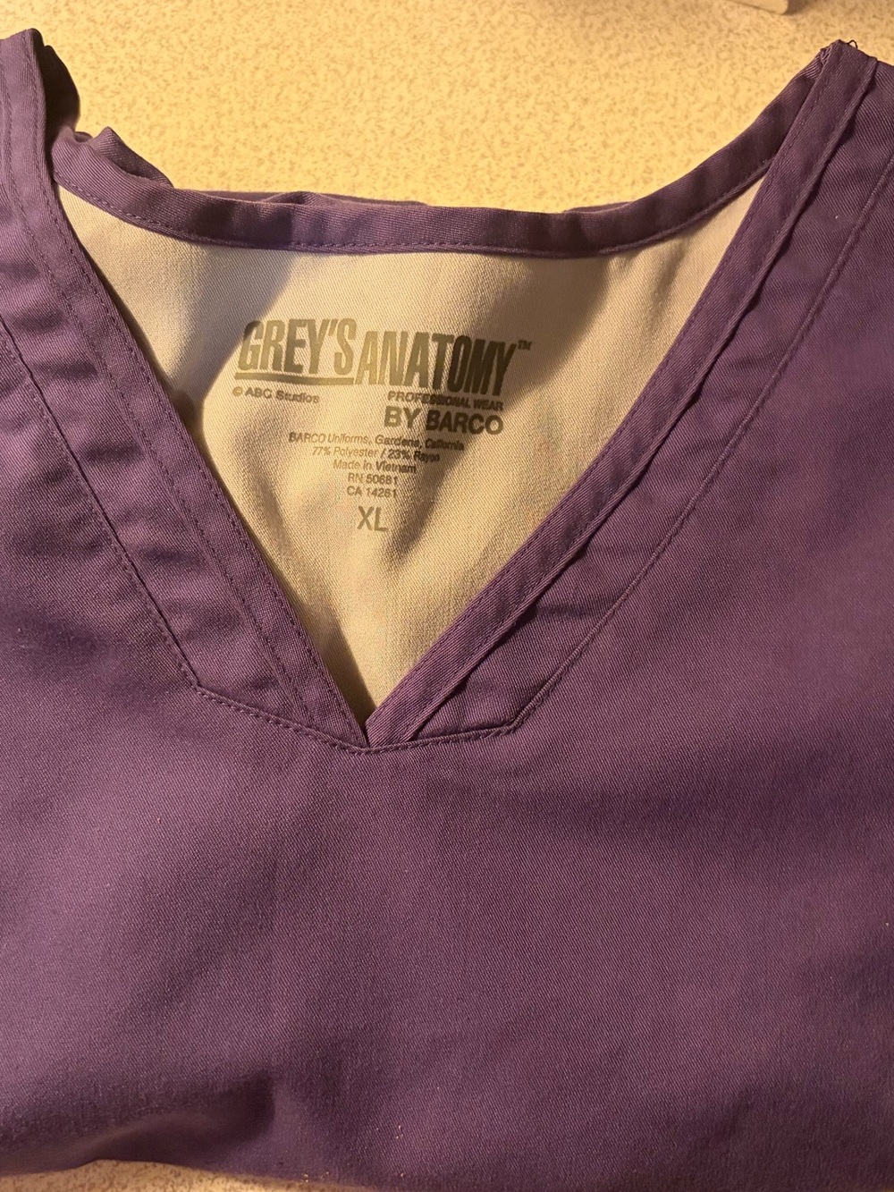 Grey's Anatomy Womens Deep Purple V-Neck Scrub Top